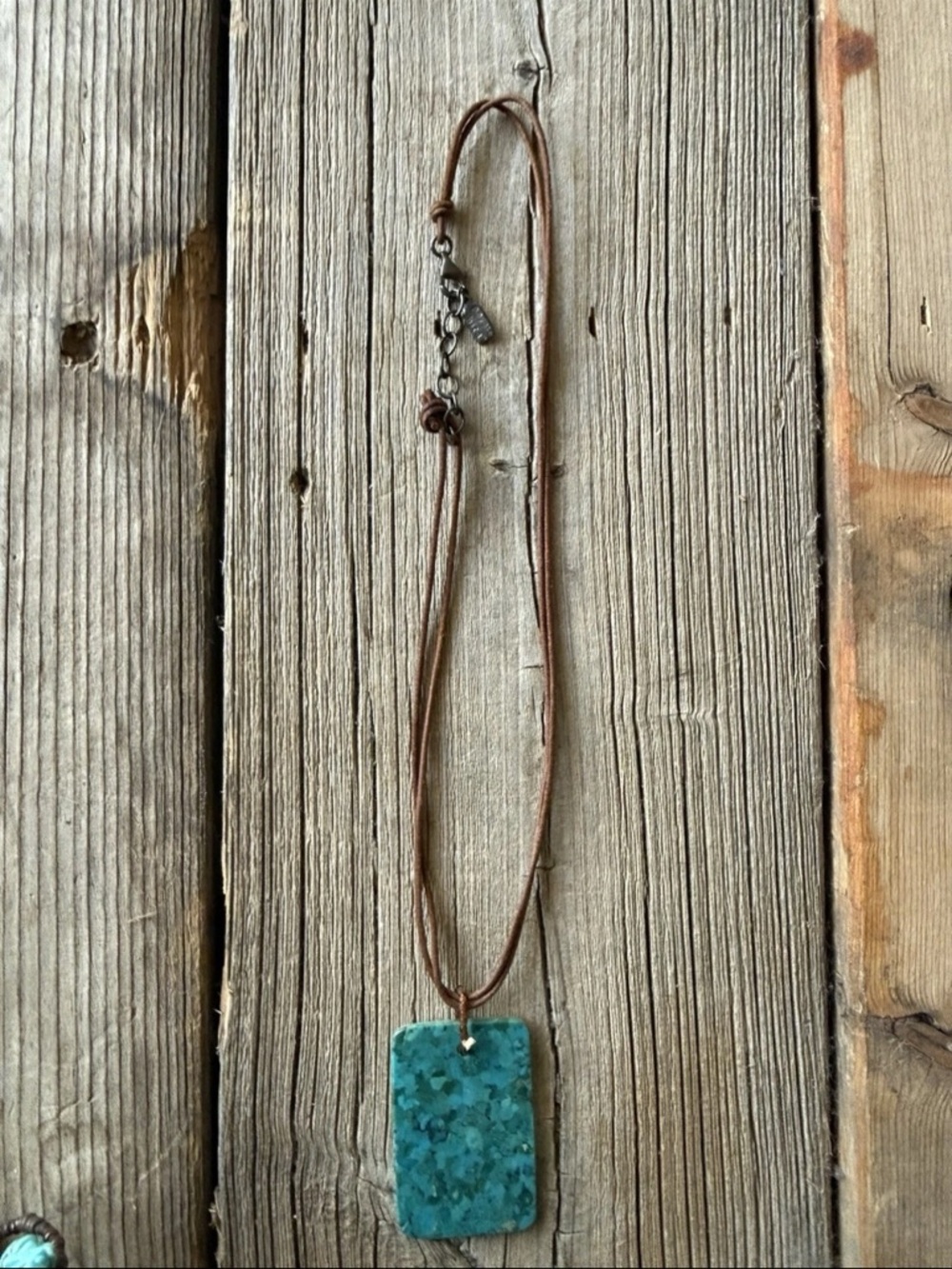 Vintage Peyote Bird Sterling Leather Turquoise/MOP Reversible Pendant Necklace
